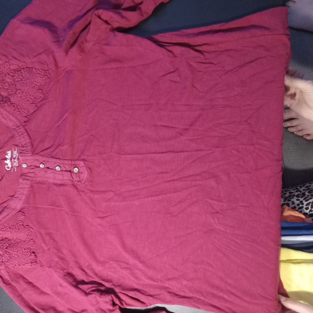 Cabela's Pink Buttoned Tunic with Mandarin Collar